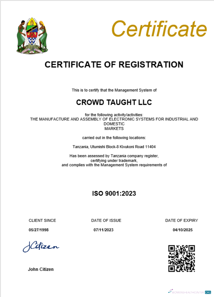 Download Tanzania business registration certificate Word and PDF template Photoshop template